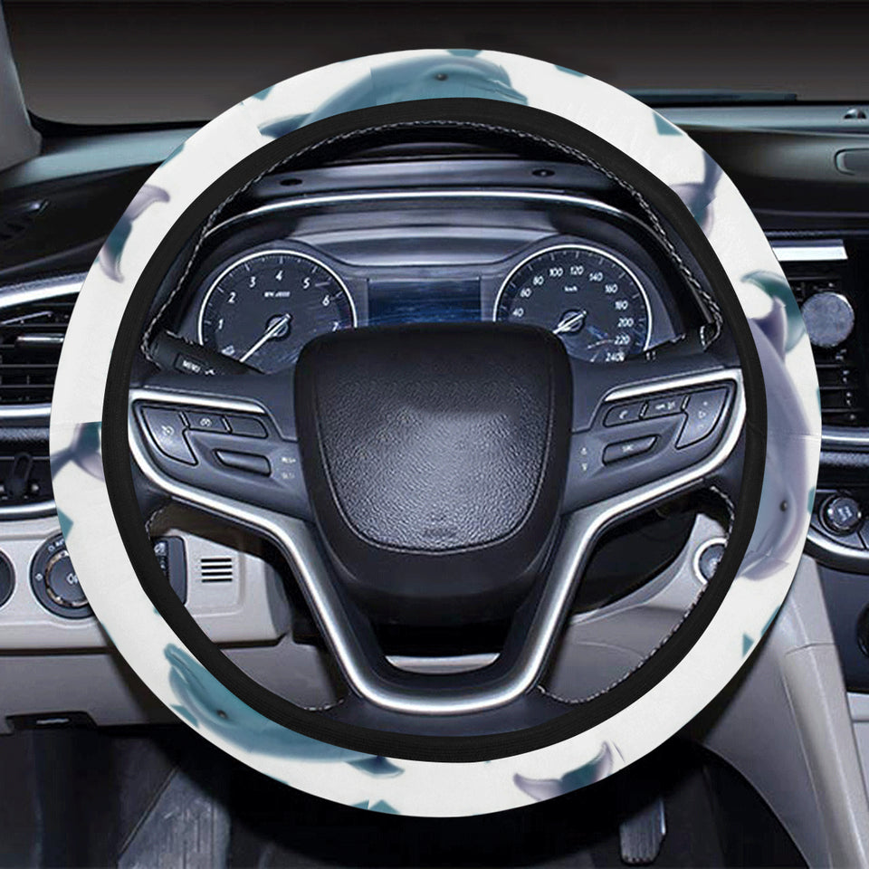 Dolphins pattern dotted background Car Steering Wheel Cover