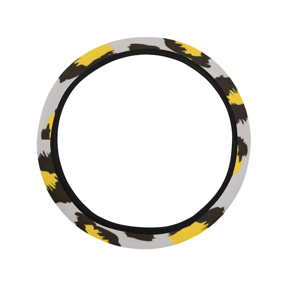 Gray Leopard print pattern Car Steering Wheel Cover