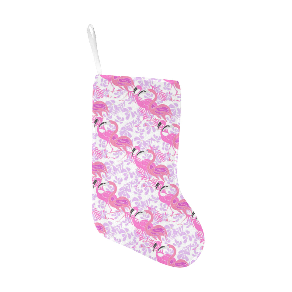 Pink flamingo flower pattern Christmas Stocking