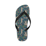 Raccoon tropical leaves pattern Unisex Flip Flops