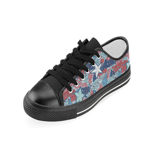 Hand drawn colorful starfish Kids' Boys' Girls' Low Top Canvas Shoes Black
