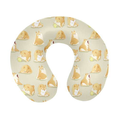 Cute fat shiba inu dog pattern U-Shaped Travel Neck Pillow