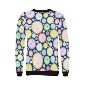 Colorful clock background Women's Crew Neck Sweatshirt