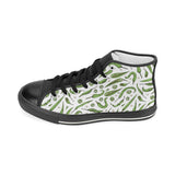 Hand drawn sketch style green Chili peppers patter Women's High Top Canvas Shoes Black