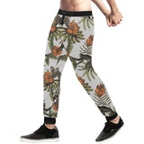 Monkey red hibiscus flower palm leaves floral patt Unisex Casual Sweatpants