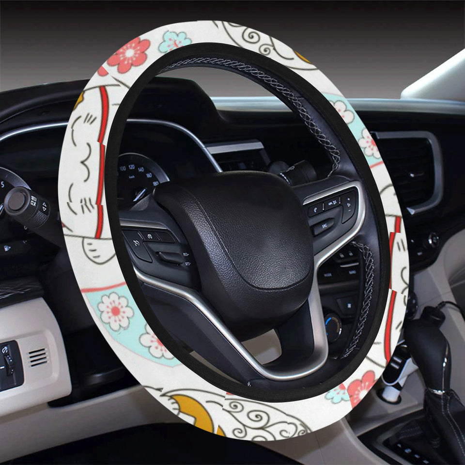 Maneki neko cat fan sakura Car Steering Wheel Cover