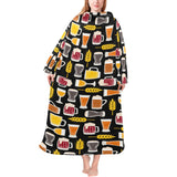 Beer type pattern Blanket Robe with Sleeves