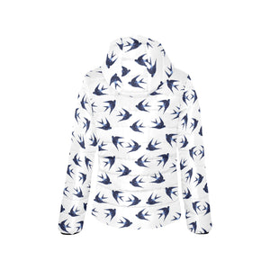 Swallow Pattern Print Design 03 Women's Padded Hooded Jacket