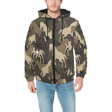 Horse Camouflage Pattern Men's Padded Hooded Jacket