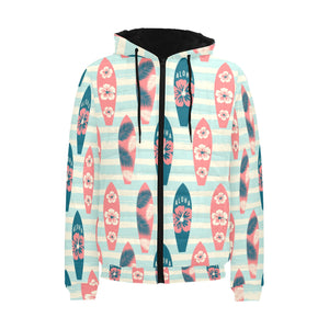 Surfboard Pattern Print Design 02 Men's Padded Hooded Jacket