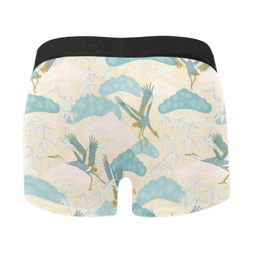 Bonsai bamboo stork japanese pattern cream theme Men's All Over Print Boxer Briefs Men's Underwear