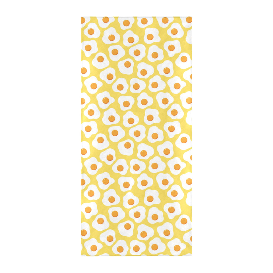 Fried Eggs Pattern Print Design 05 Beach Towel