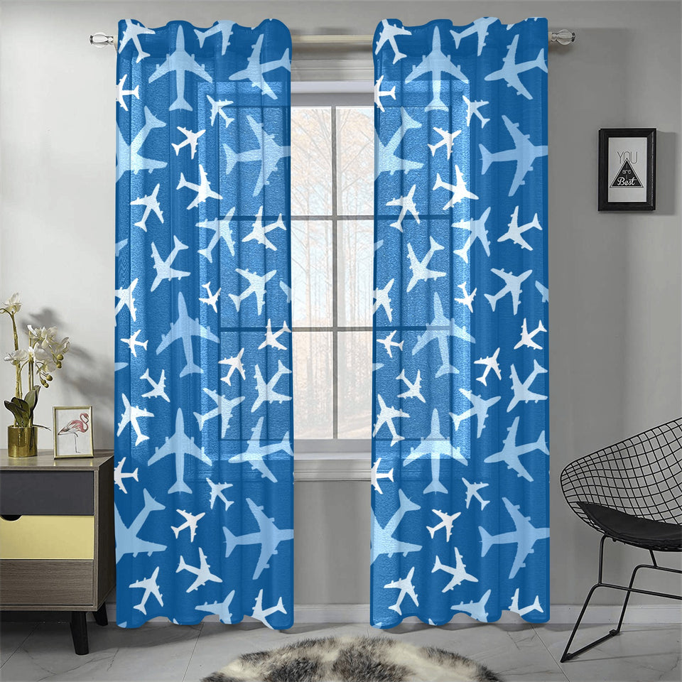 Airplane pattern in the sky Gauze Curtain