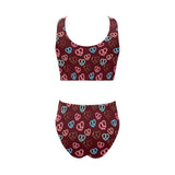 Pretzels Pattern Print Design 05 Chest Bowknot High Waisted Bikini Swimsuit