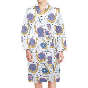 Snail Pattern Print Design 05 Men's Long Sleeve Belted Night Robe