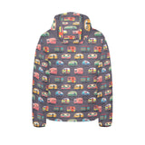 Camper Van Pattern Print Design 02 Kids' Boys' Girls' Padded Hooded Jacket