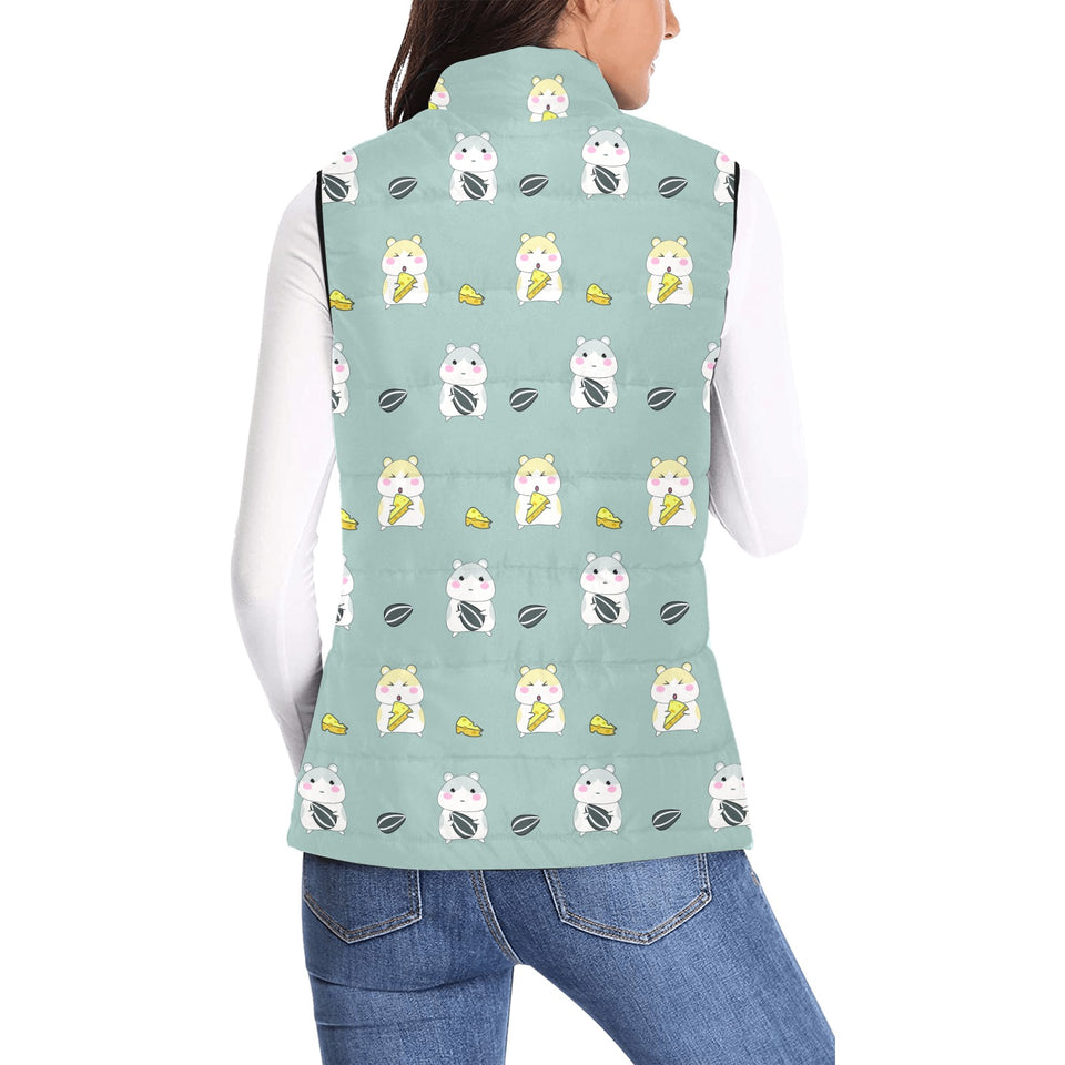 Cute hamster cheese pattern Women's Padded Vest
