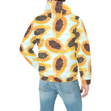 Watercolor papaya pattern Men's Padded Hooded Jacket