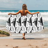 Black whale pattern Beach Towel