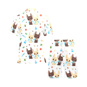 Cute Chihuahua dog pattern Men's V-Neck Short Pajama Set