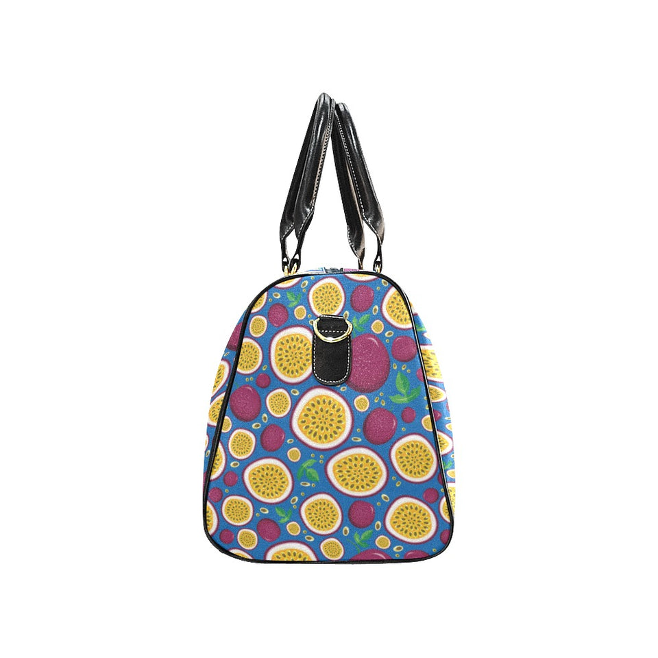 Passion fruit blue background Travel Bag