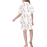 Cute sea otters pattern Kids' Boys' Girls' V-Neck Short Pajama Set