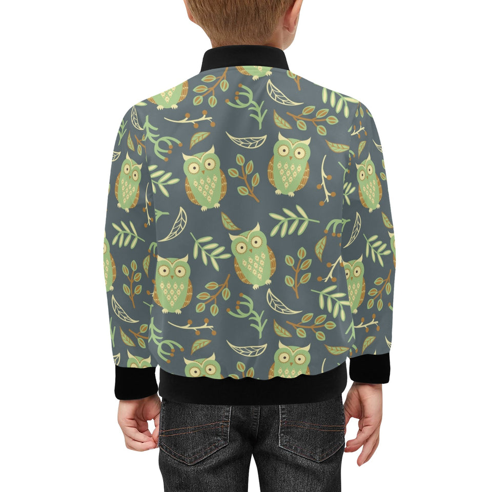 Cute owls leaves pattern Kids' Boys' Girls' Bomber Jacket