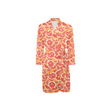 Tropical grapefruit pattern Men's Long Sleeve Belted Night Robe