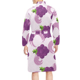 Cute Grape pattern Men's Long Sleeve Belted Night Robe