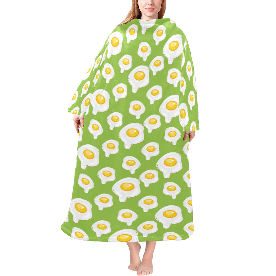 Fried Eggs Pattern Print Design 01 Blanket Robe with Sleeves