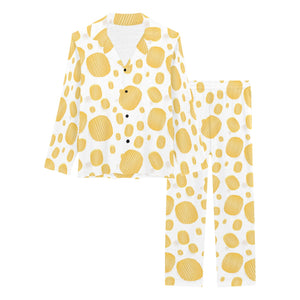 Potato Chips Pattern Print Design 03 Women's Long Pajama Set