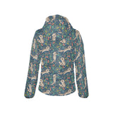 Raccoon tropical leaves pattern Women's Padded Hooded Jacket