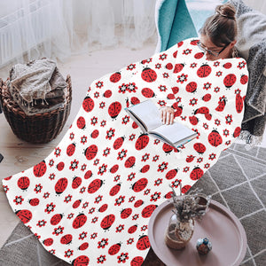 Ladybug Pattern Print Design 04 Blanket Robe with Sleeves