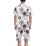 Classic vintage clock pattern Men's V-Neck Short Pajama Set