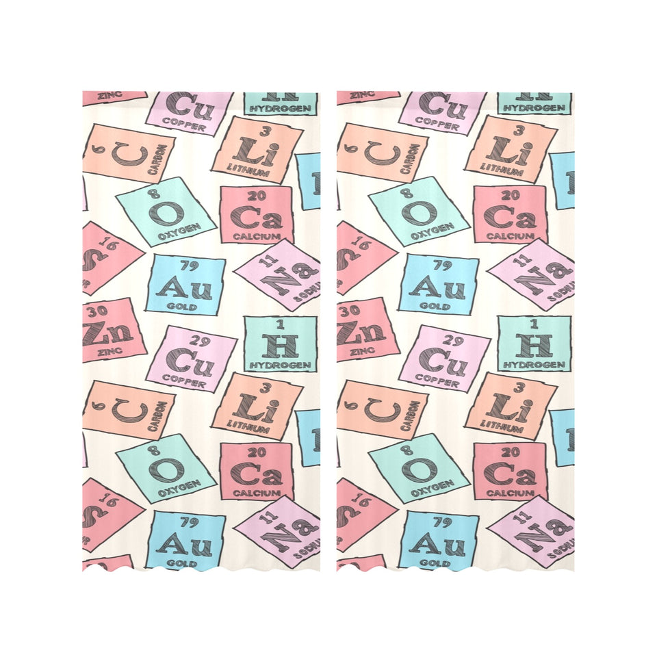 Chemistry Periodic Table Pattern Print Design 02 Gauze Curtain