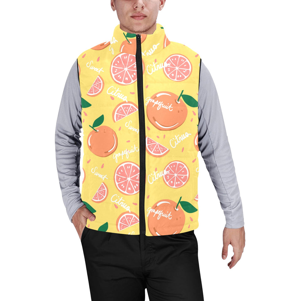 Grapefruit yellow background Men's Padded Vest