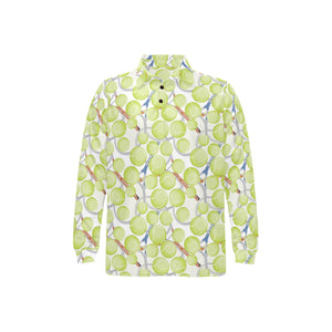Tennis Pattern Print Design 01 Men's Long Sleeve Polo Shirt