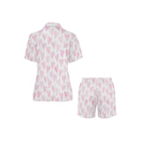 Watercolor pink heart pattern Women's V-Neck Short Pajama Set
