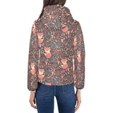 fox leaves mushroom pattern Women's Padded Hooded Jacket