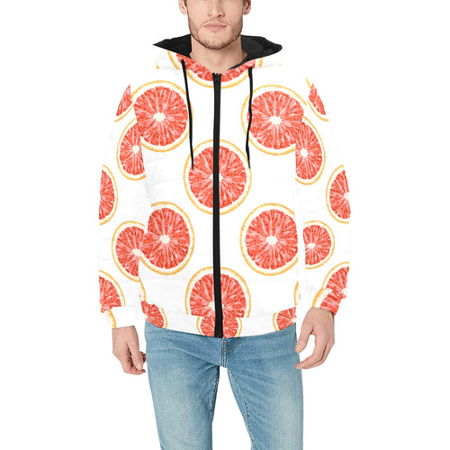 Grapefruit pattern Men's Padded Hooded Jacket