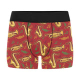 Saxophone cornet pattern red background Men's All Over Print Boxer Briefs Men's Underwear