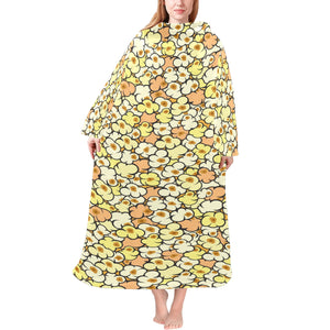 Popcorn Pattern Print Design 03 Blanket Robe with Sleeves