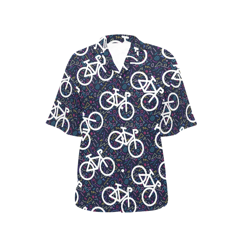 Bicycle Pattern Print Design 03 Women's All Over Print Hawaiian Shirt