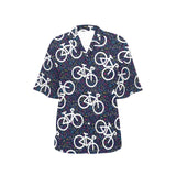 Bicycle Pattern Print Design 03 Women's All Over Print Hawaiian Shirt