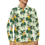 Beautiful parrot palm leaves pattern Men's Long Sleeve Polo Shirt