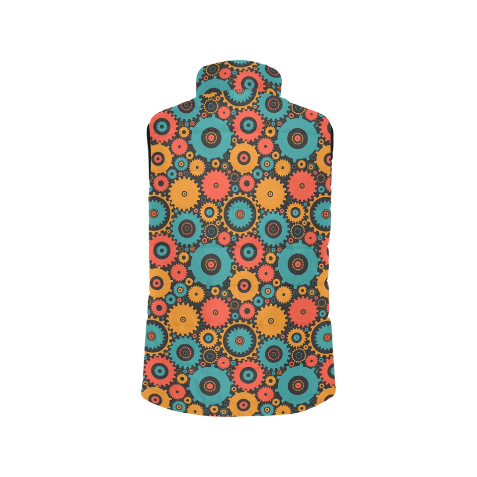Gear Pattern Print Design 01 Women's Padded Vest