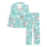Cute koalas blue background pattern Women's Long Pajama Set