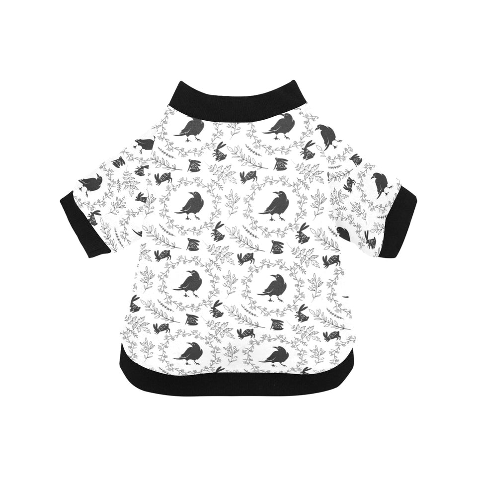 Crows floral wreath rabbit pattern All Over Print Pet Dog Round Neck Fuzzy Shirt