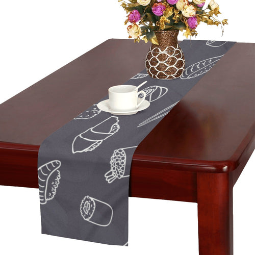 sushi pattern black background Table Runner