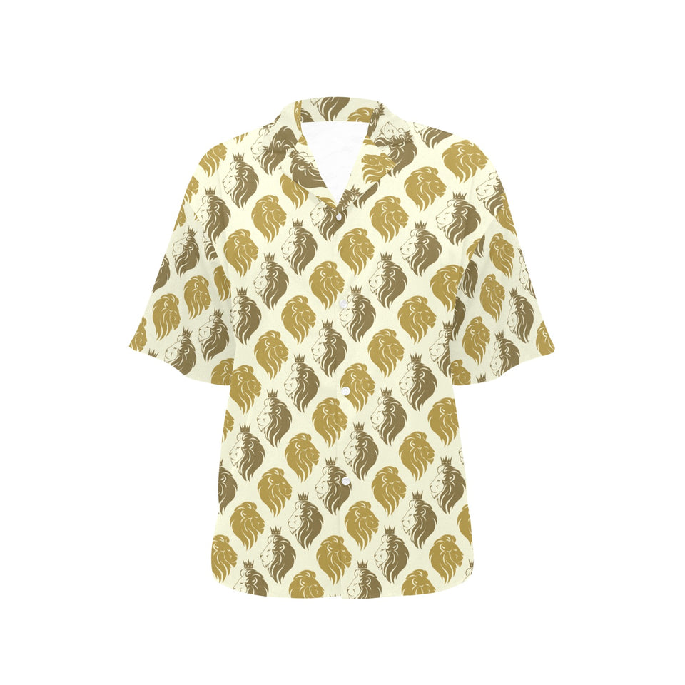 Lion Pattern Print Design 02 Women's All Over Print Hawaiian Shirt